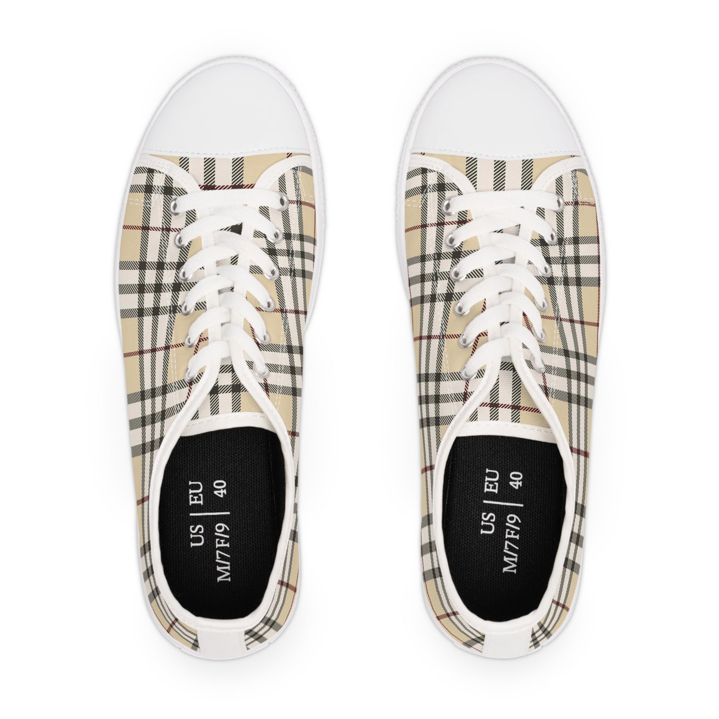 Tan Tartan Women's Low Top Sneakers