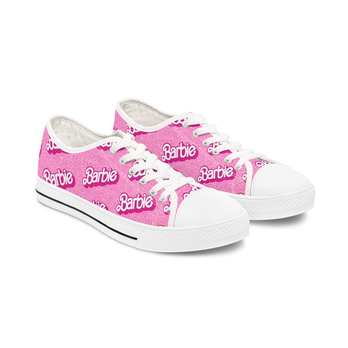 Pink Barbie Inspired Sparkly Women's Low Top Sneakers