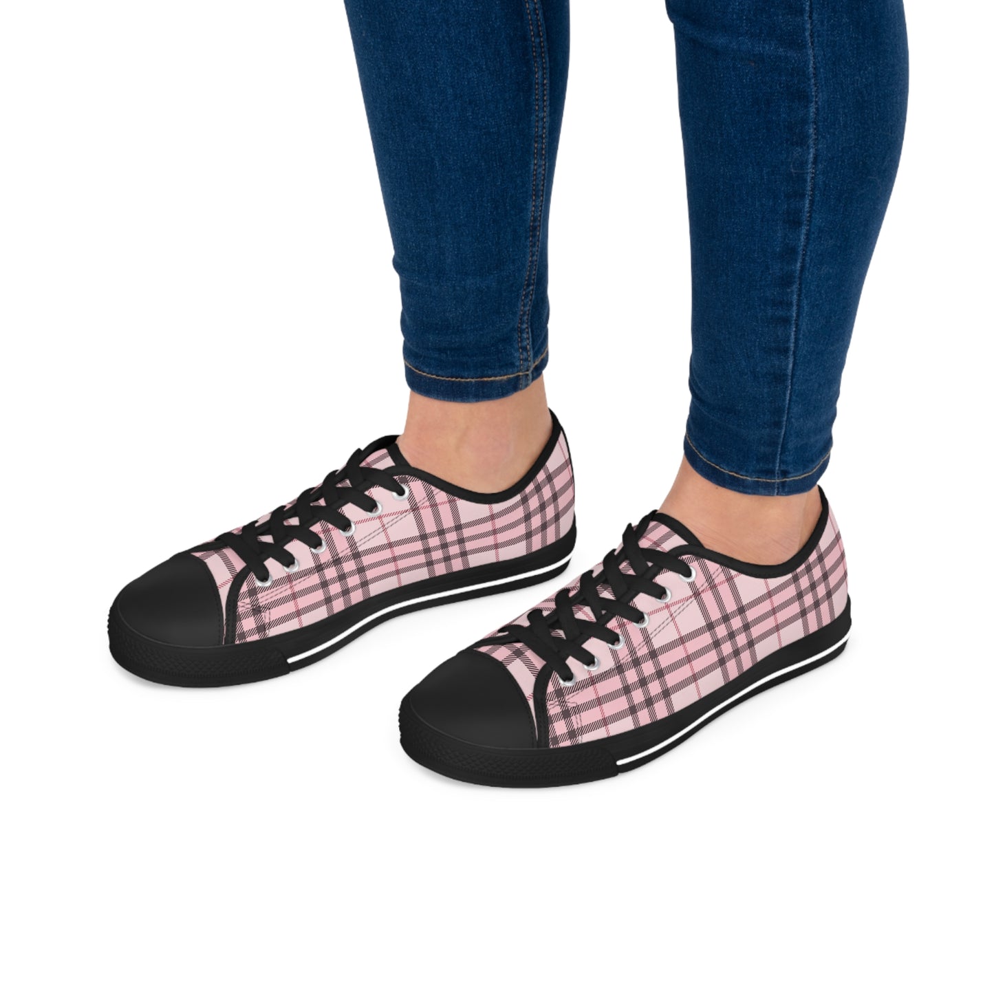 Pink Tartan Women's Low Top Sneakers