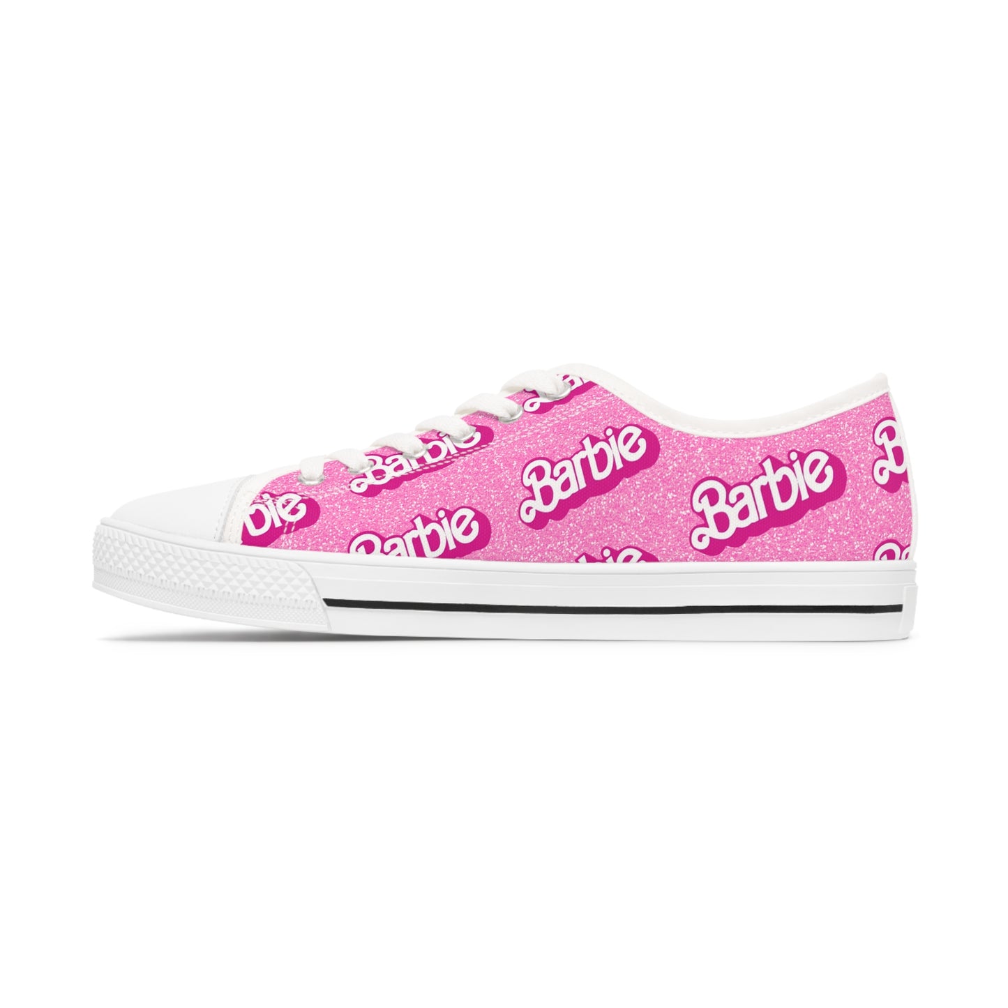 Pink Barbie Inspired Sparkly Women's Low Top Sneakers