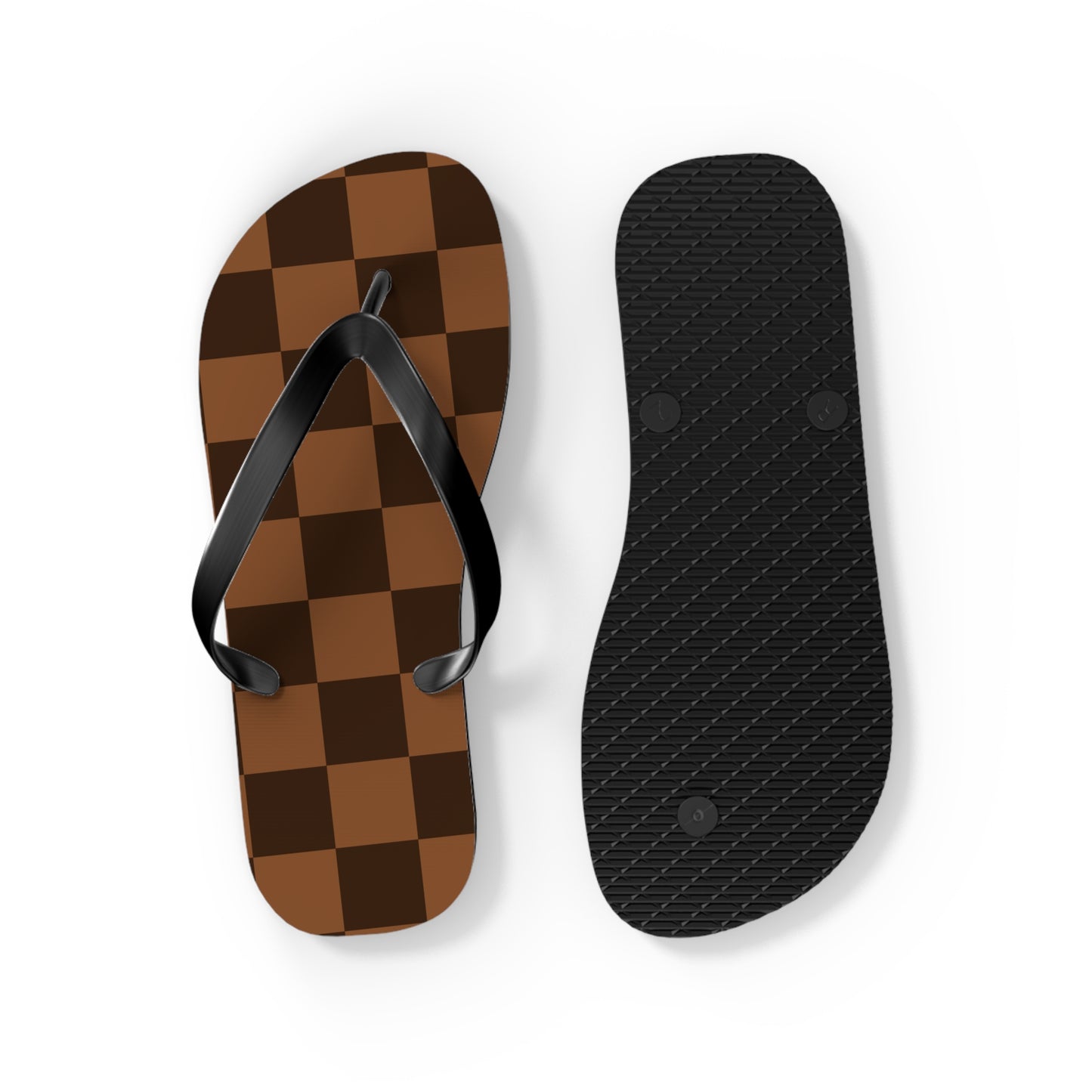 Brown Checkerboard Women's Flip Flops