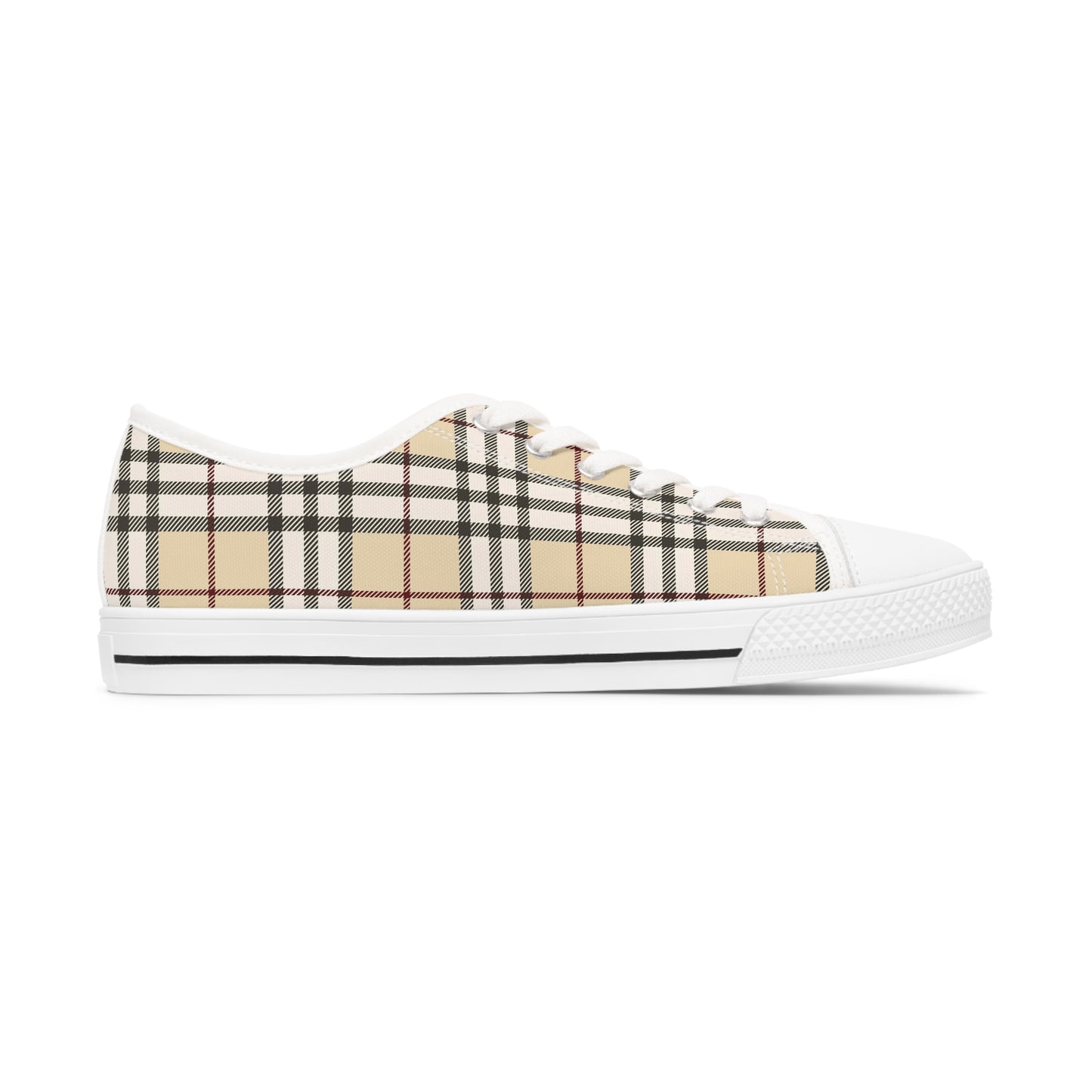 Tan Tartan Women's Low Top Sneakers