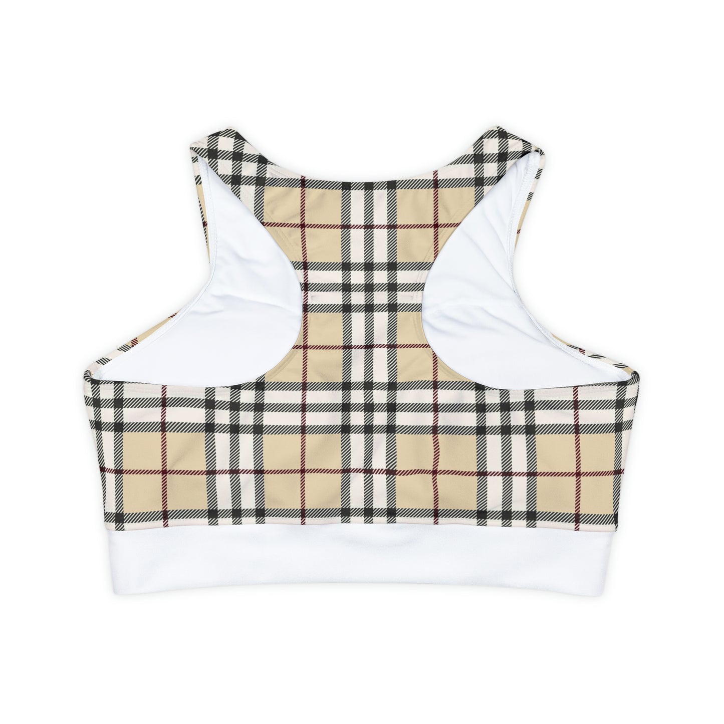 Tan Tartan Fully Lined, Padded Sports Bra