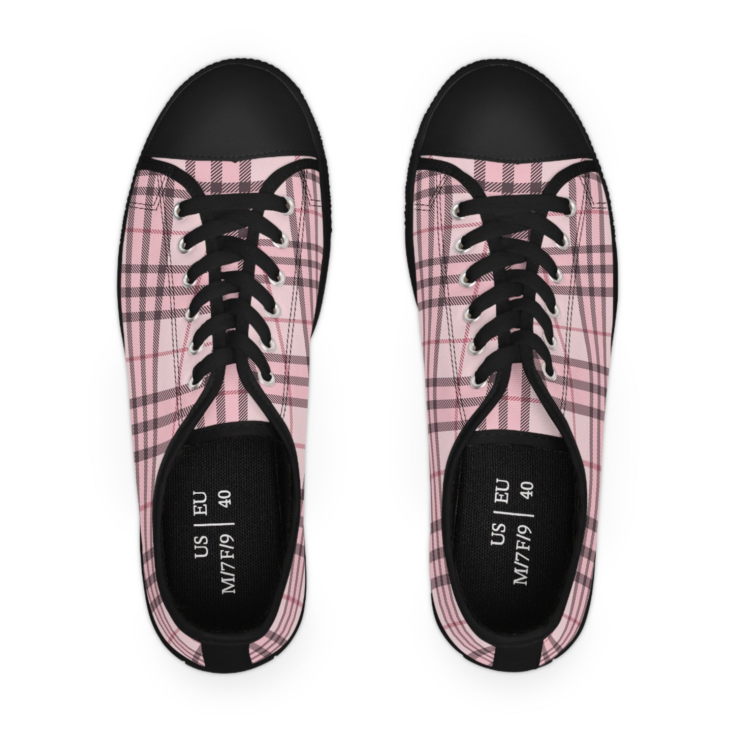 Pink Tartan Women's Low Top Sneakers