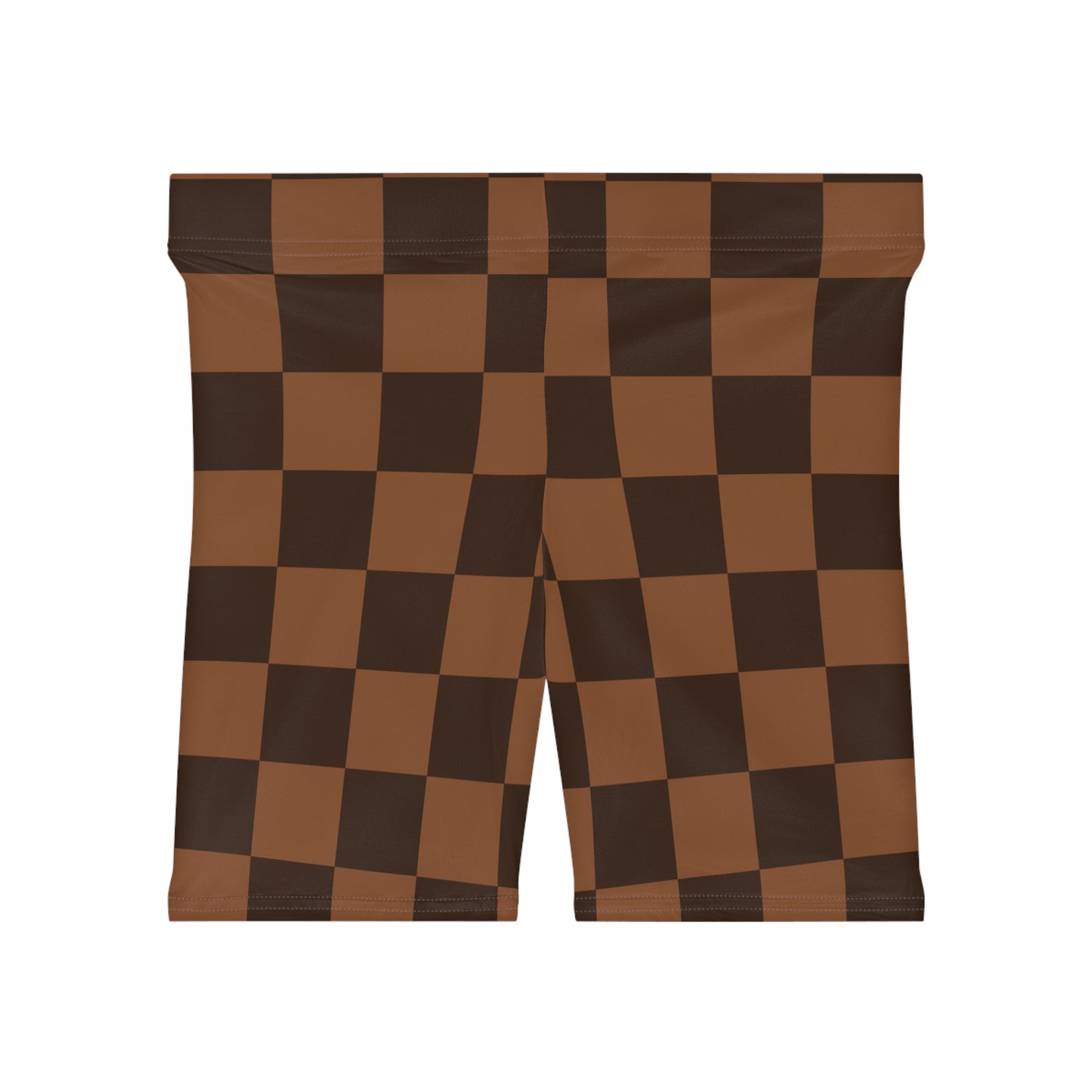 Brown Checkerboard Women's Biker Shorts