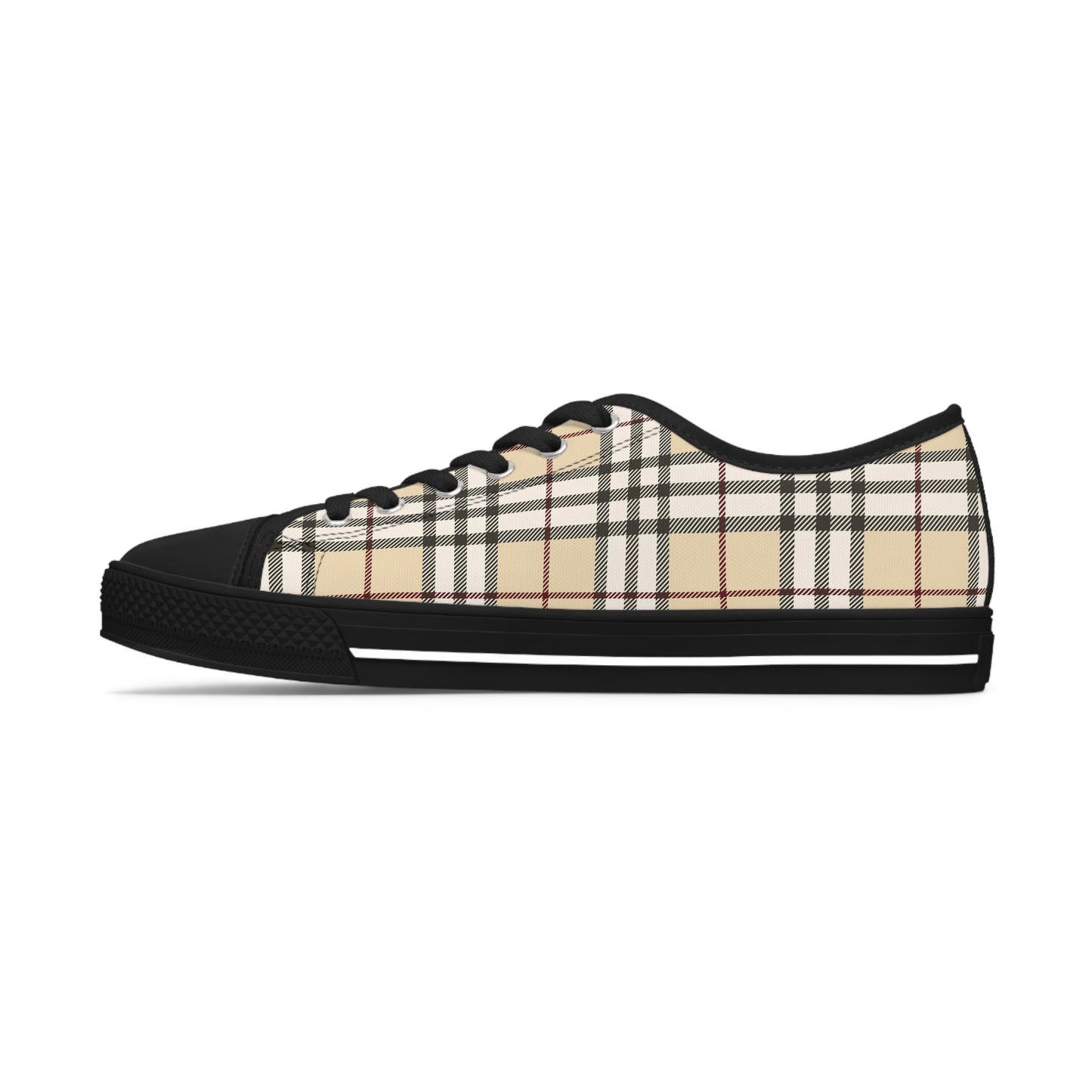 Tan Tartan Women's Low Top Sneakers