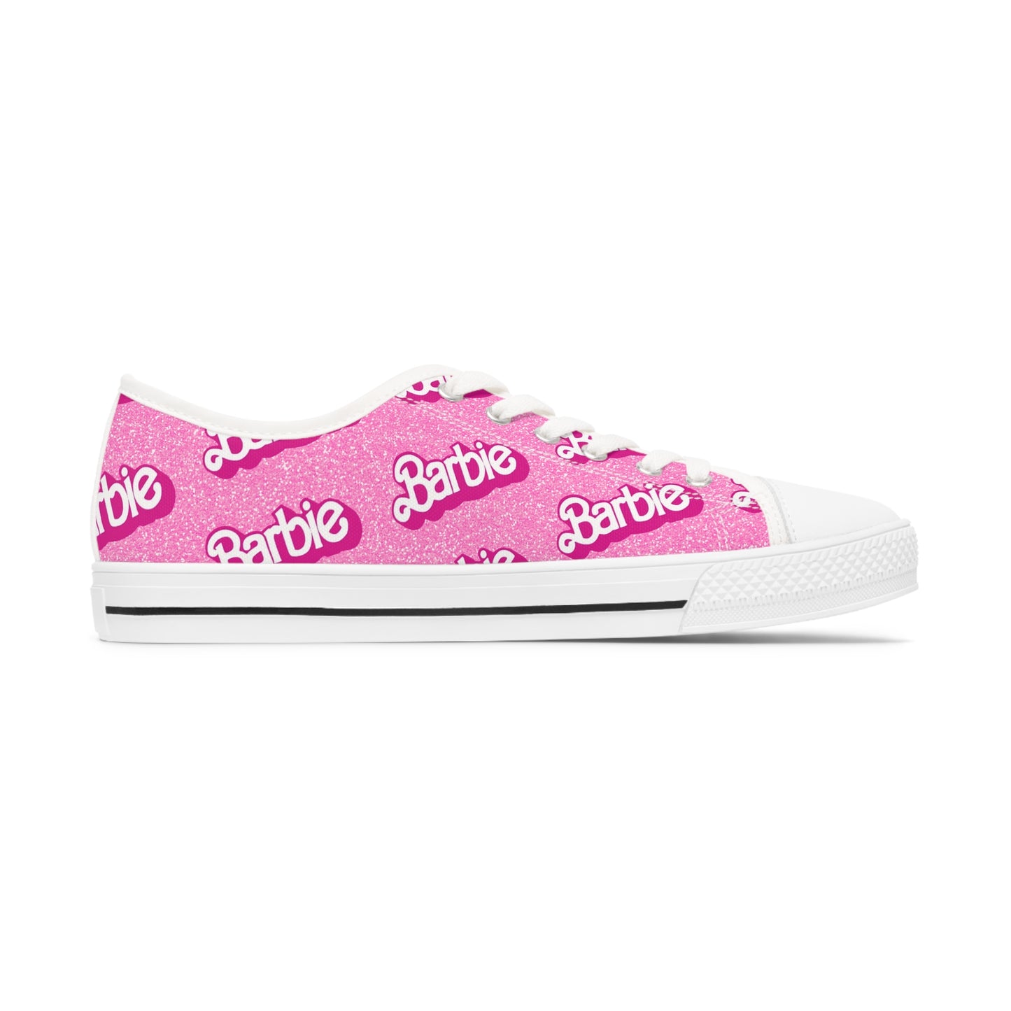 Pink Barbie Inspired Sparkly Women's Low Top Sneakers