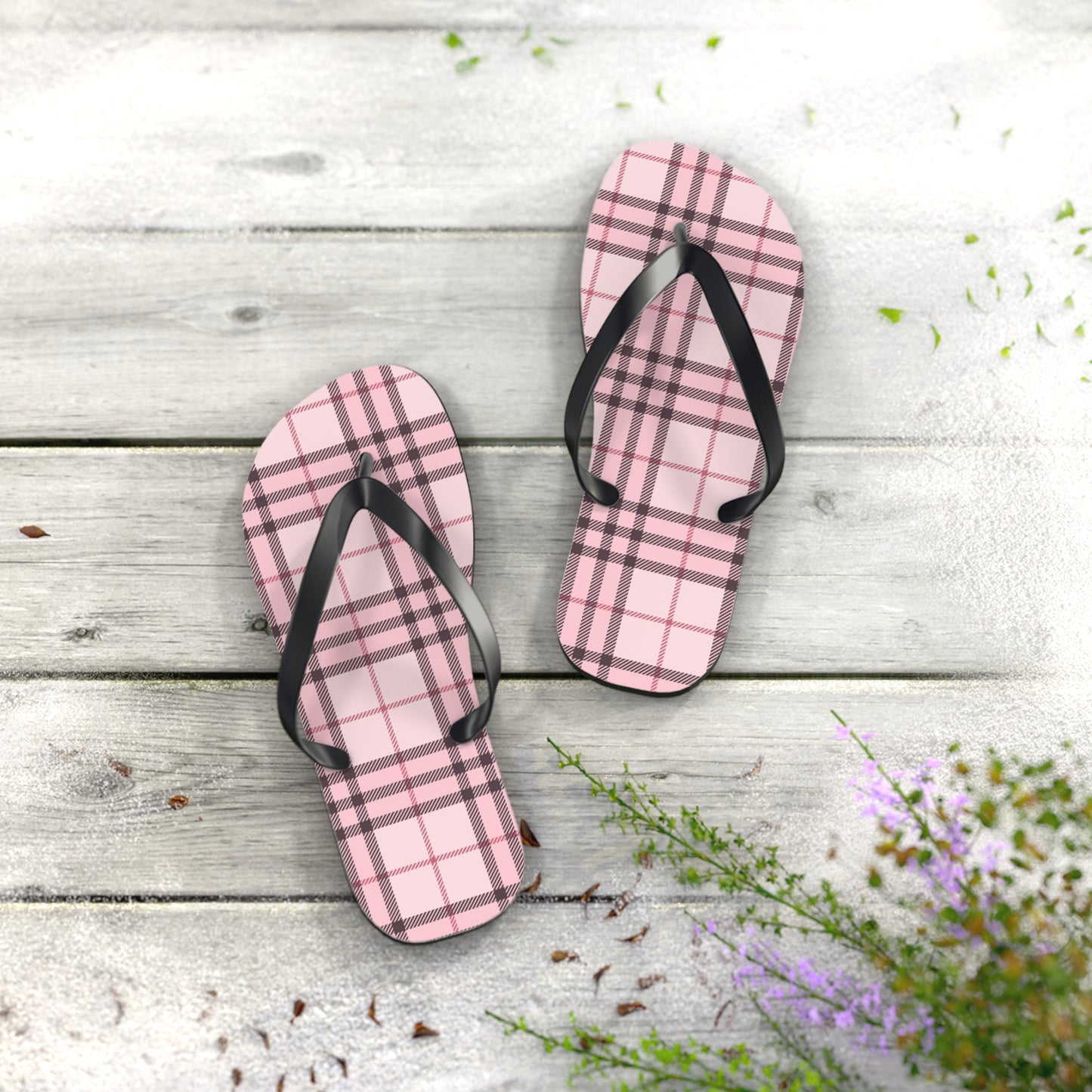 Pink Tartan Women's Flip Flops