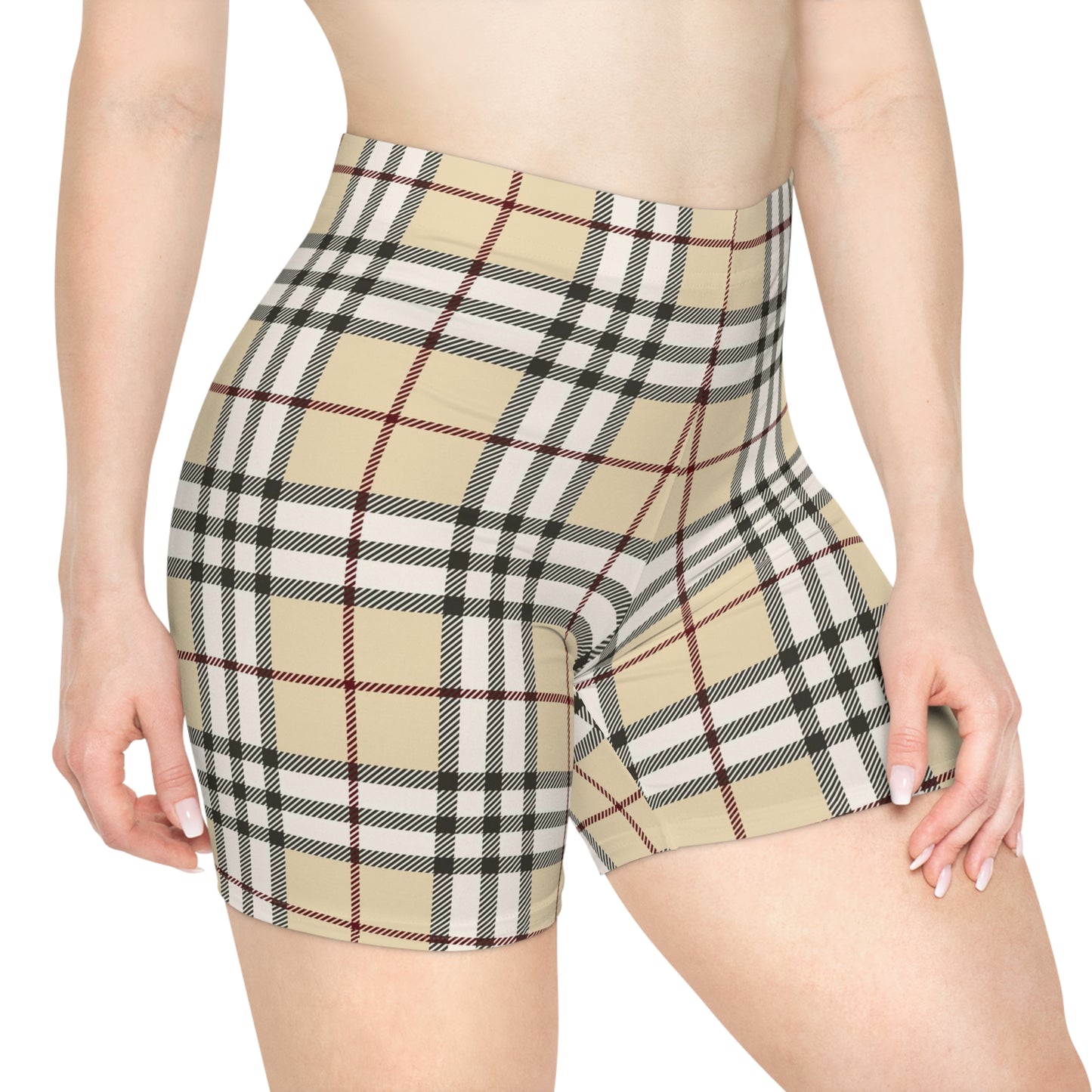 Tan Tartan Women's Biker Shorts