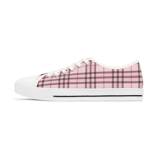 Pink Tartan Women's Low Top Sneakers