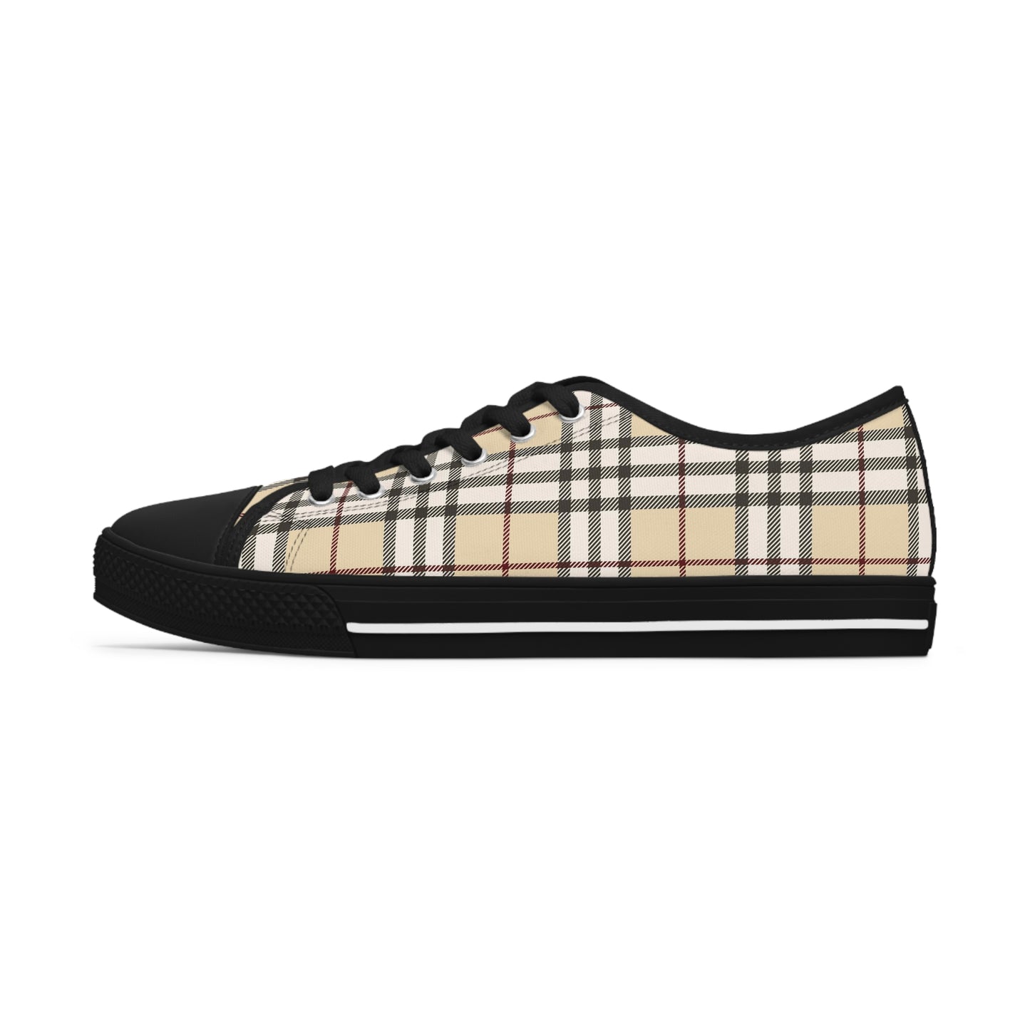 Tan Tartan Women's Low Top Sneakers