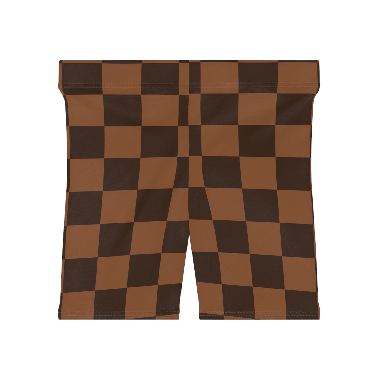 Brown Checkerboard Women's Biker Shorts