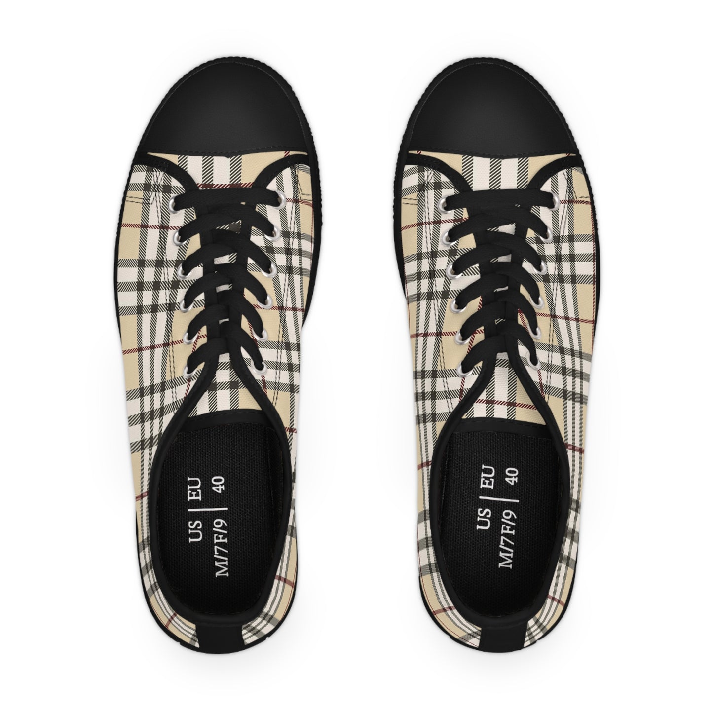 Tan Tartan Women's Low Top Sneakers