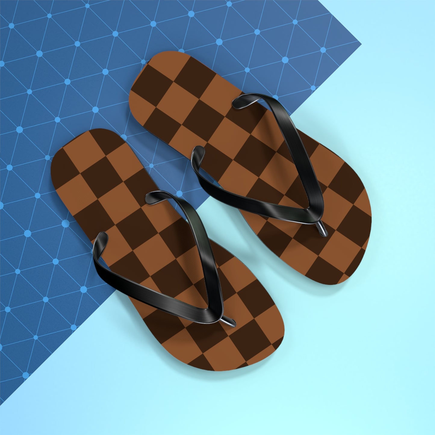 Brown Checkerboard Women's Flip Flops