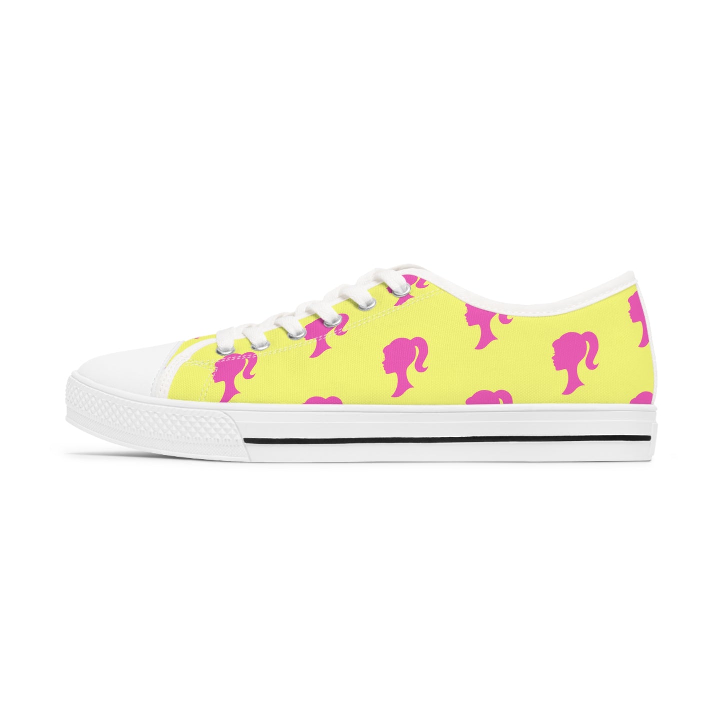 Tropical Barbie Inspired Doll Pink and Yellow Women's Low Top Sneakers