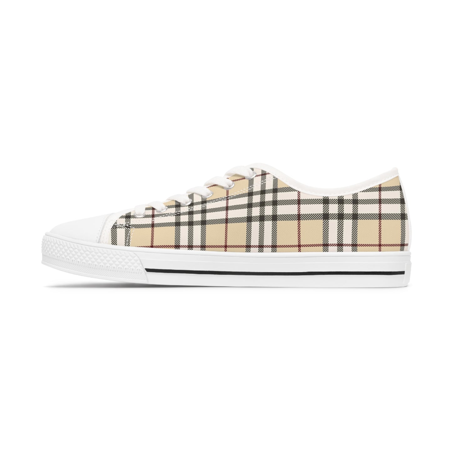 Tan Tartan Women's Low Top Sneakers