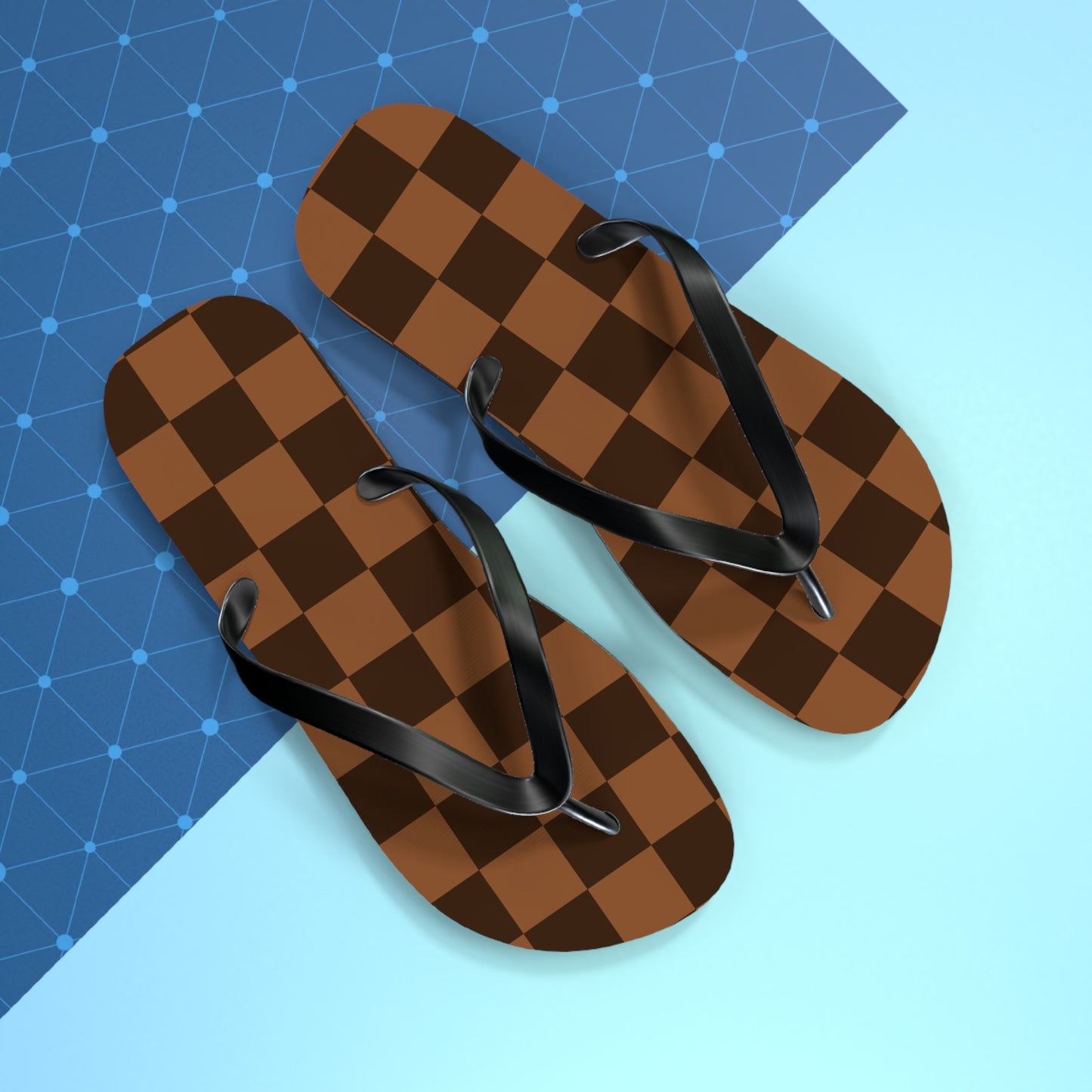 Brown Checkerboard Women's Flip Flops