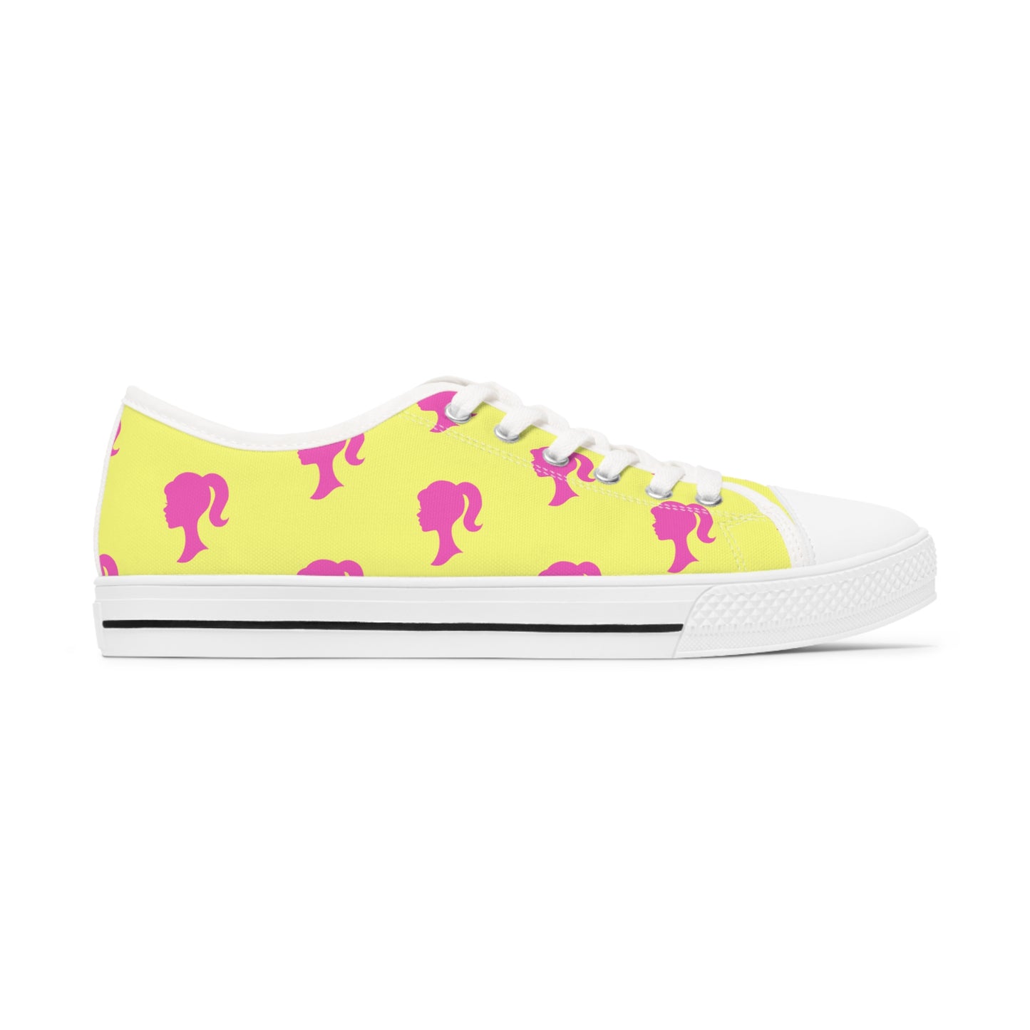 Tropical Barbie Inspired Doll Pink and Yellow Women's Low Top Sneakers