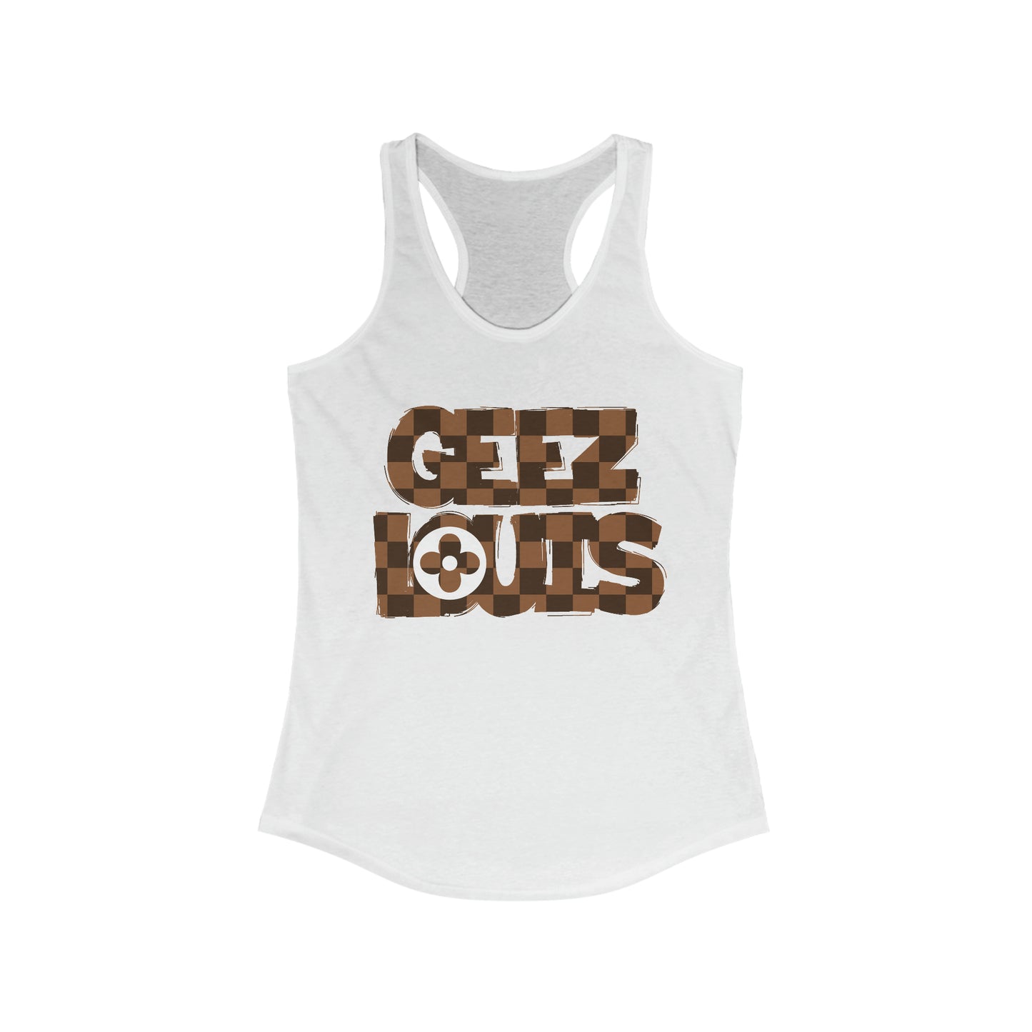 Geez Louis Brown Checkerboard Women's Racerback Tank