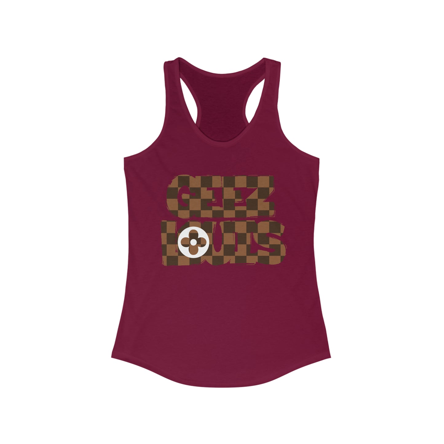 Geez Louis Brown Checkerboard Women's Racerback Tank