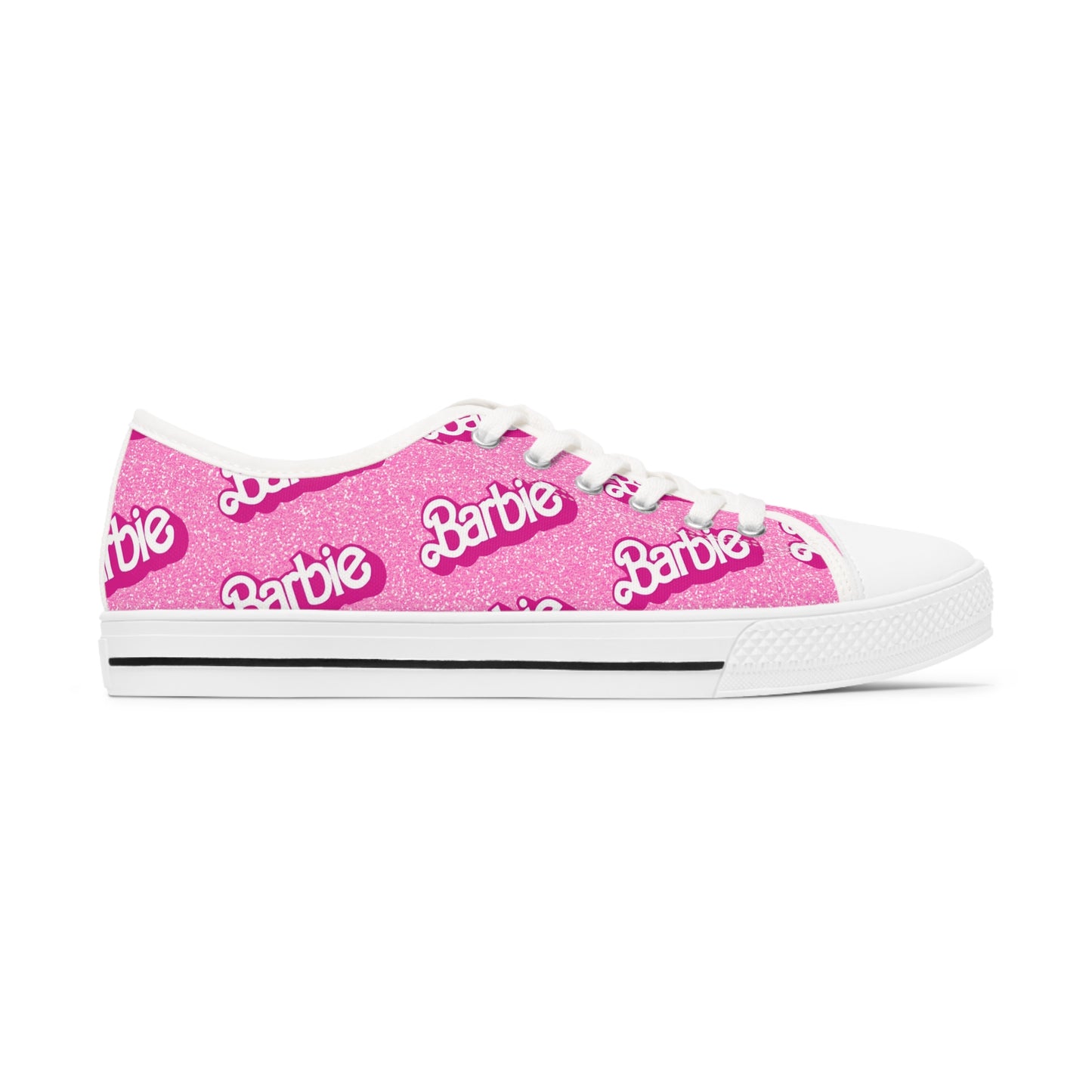 Pink Barbie Inspired Sparkly Women's Low Top Sneakers