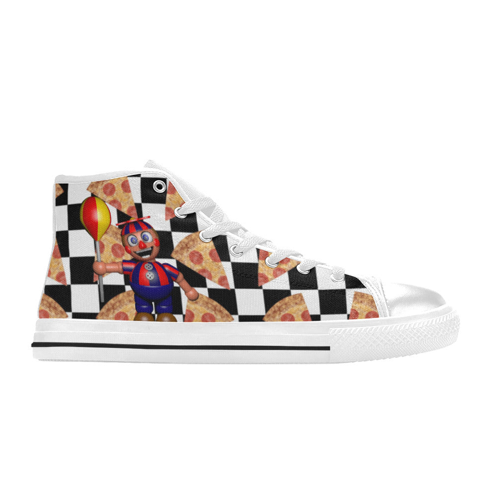 Five Nights Of Freddy Inspired Pizza Kid's High Top Sneakers