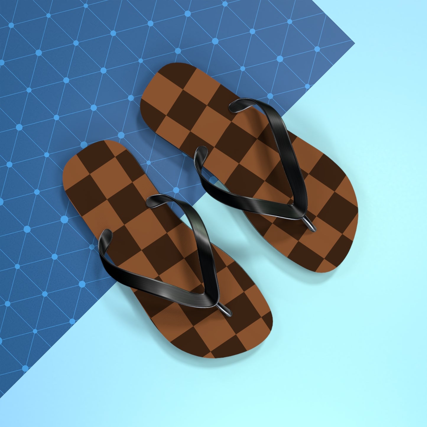 Brown Checkerboard Women's Flip Flops