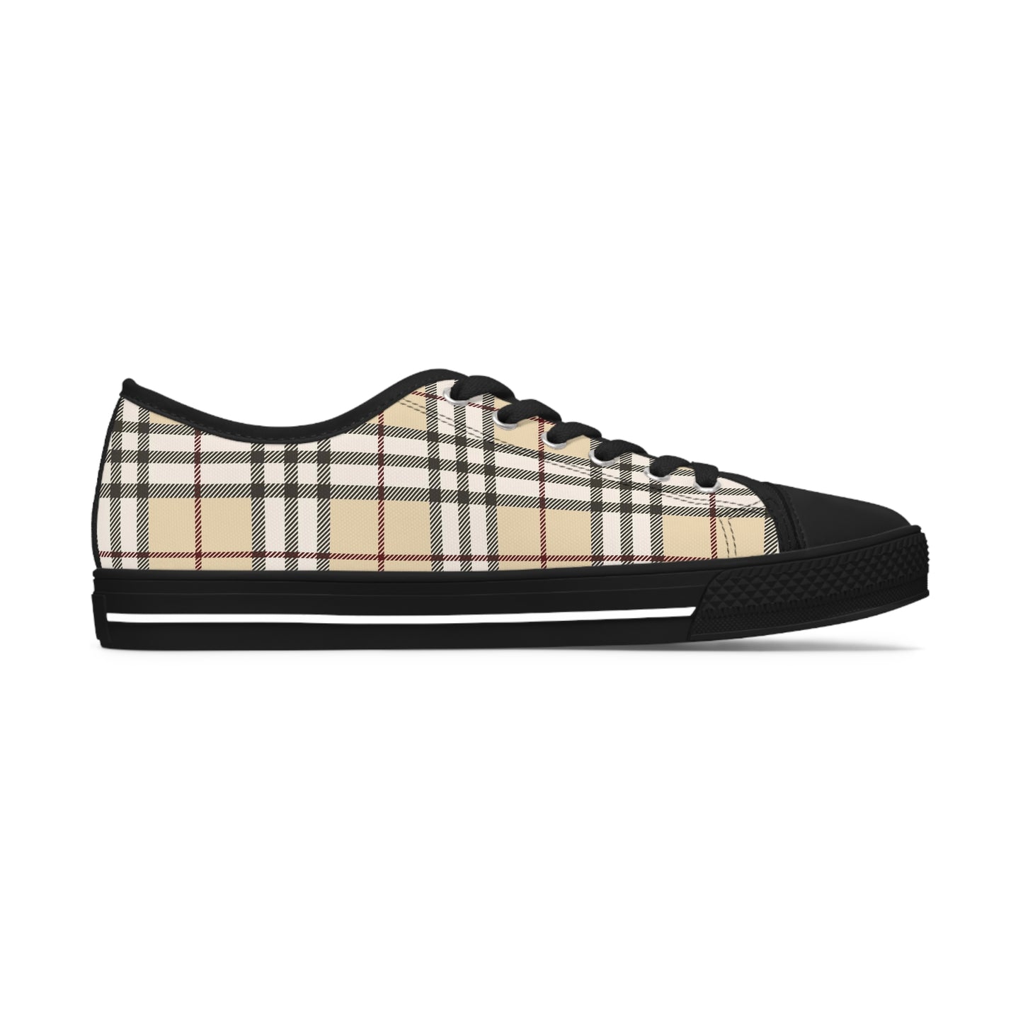 Tan Tartan Women's Low Top Sneakers