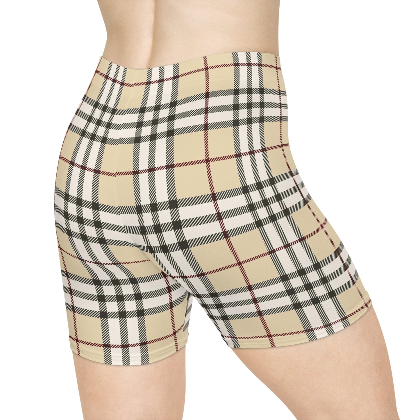 Tan Tartan Women's Biker Shorts