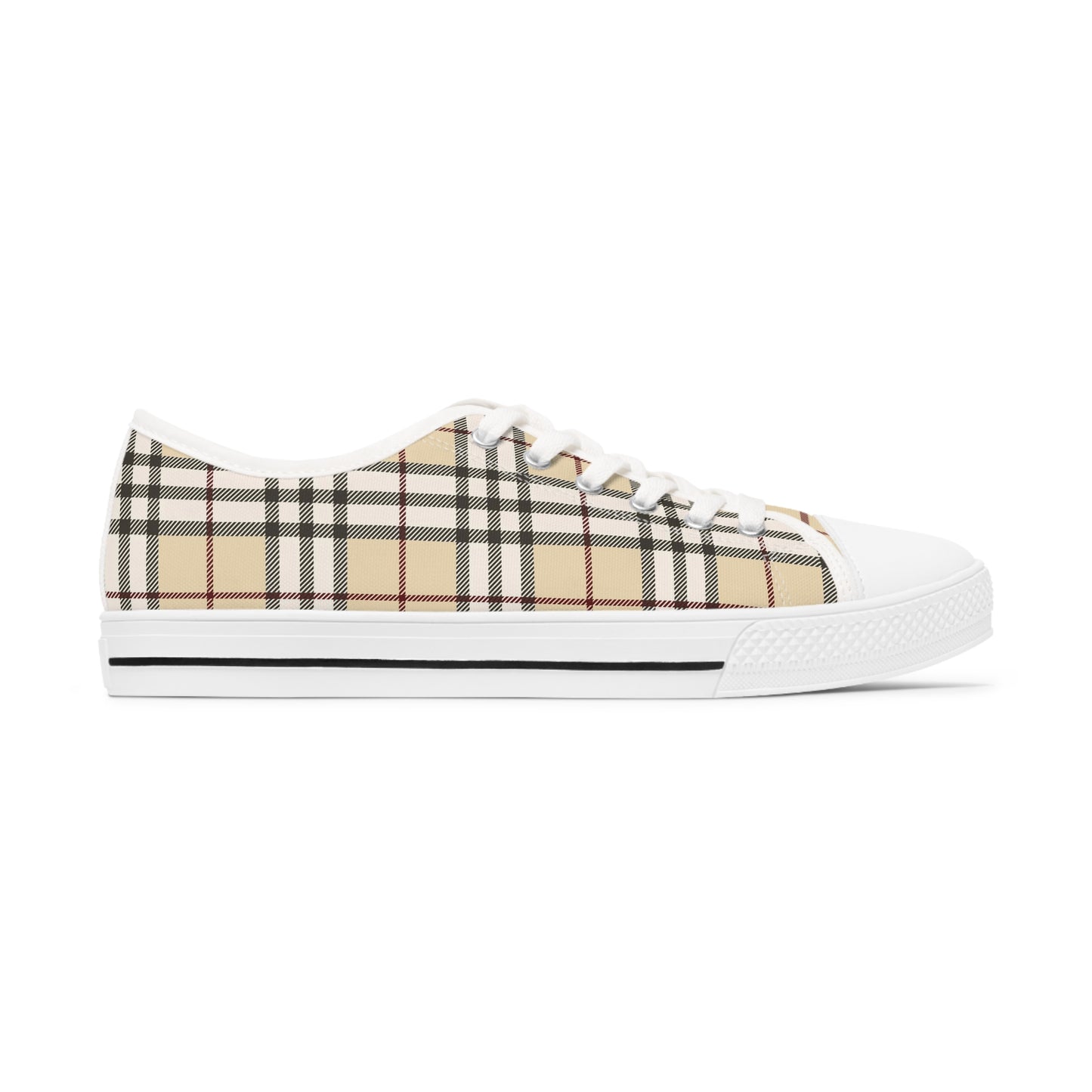 Tan Tartan Women's Low Top Sneakers