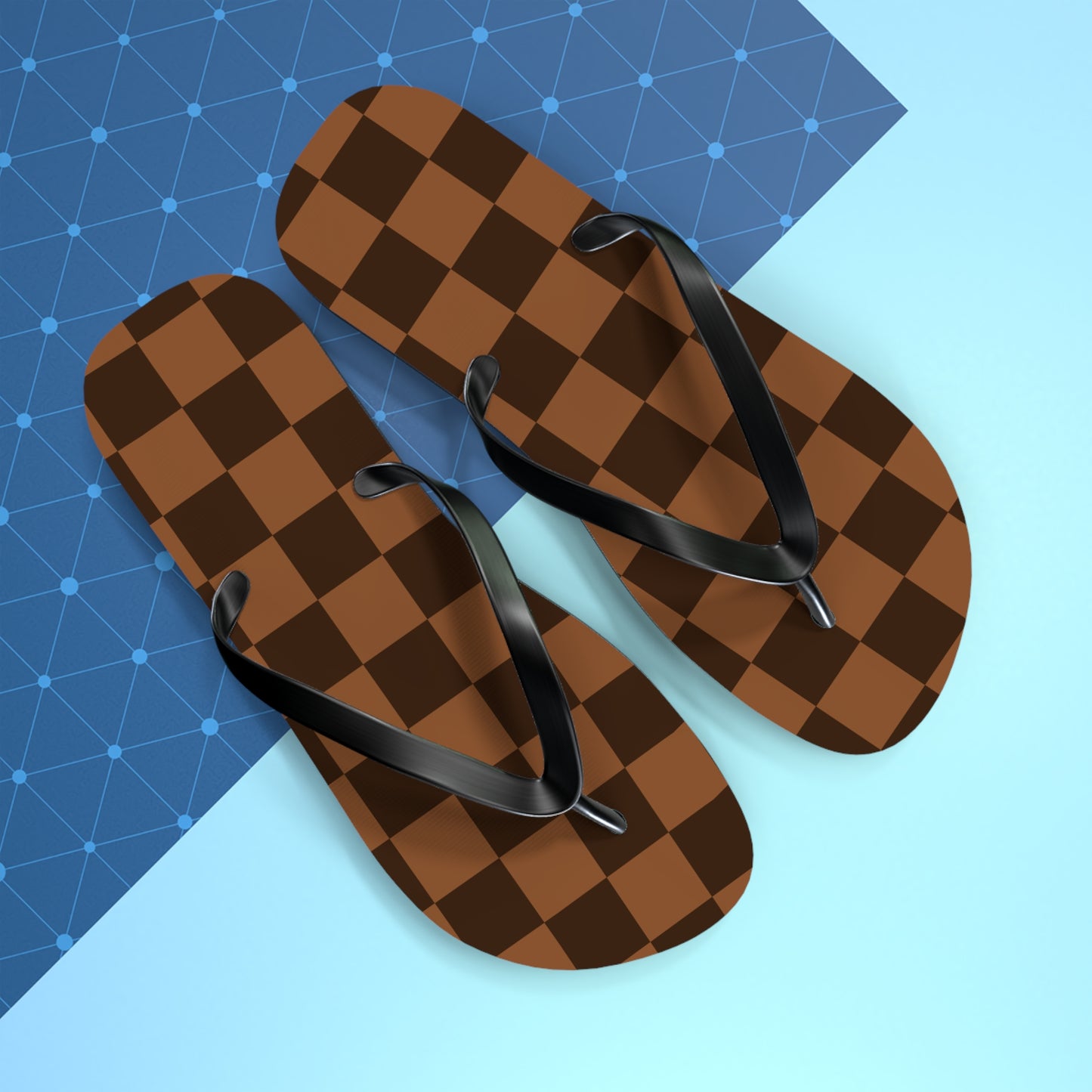 Brown Checkerboard Women's Flip Flops