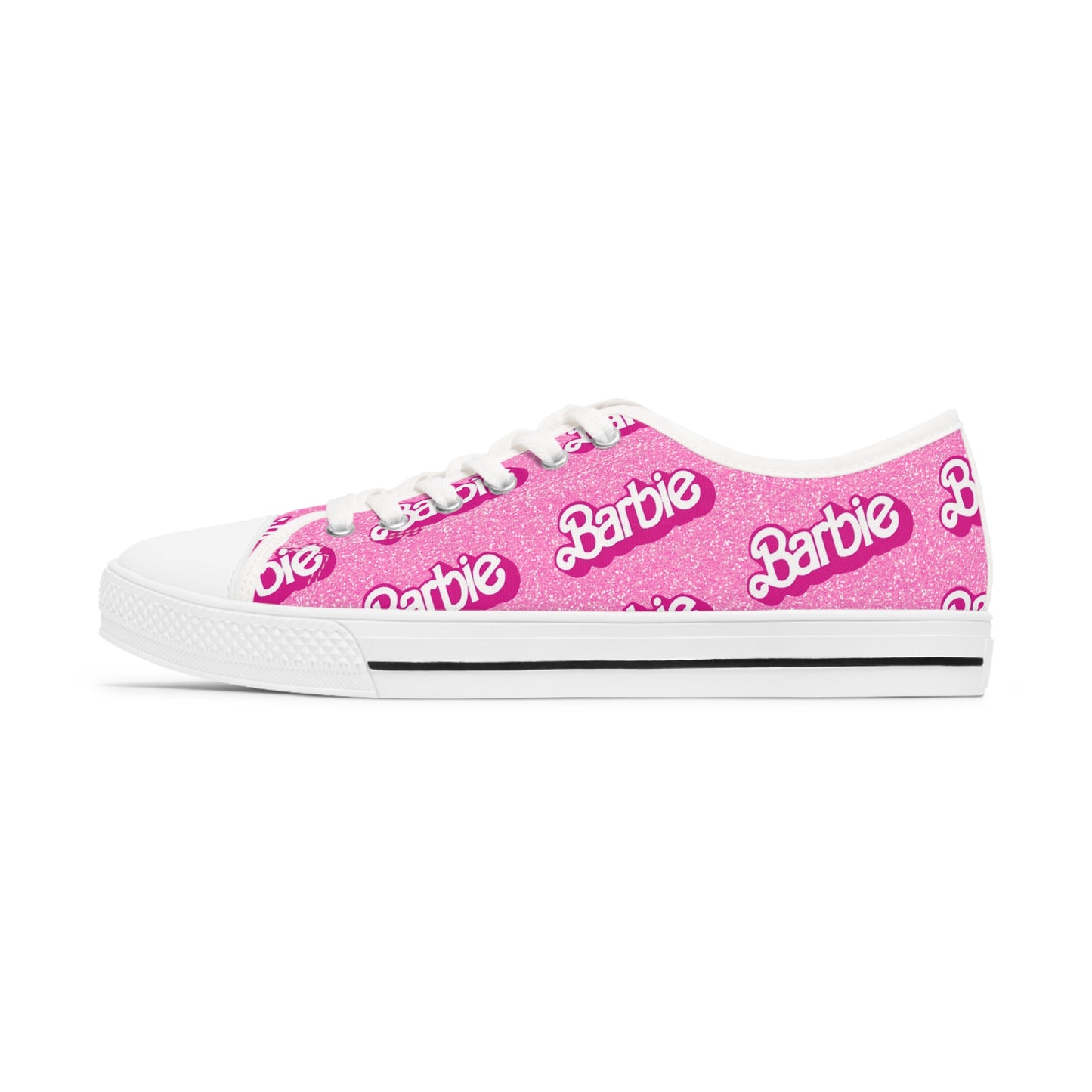 Pink Barbie Inspired Sparkly Women's Low Top Sneakers