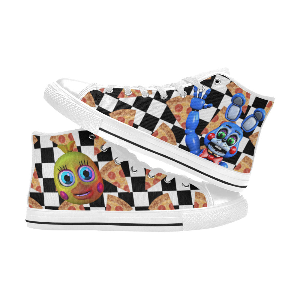 Five Nights Of Freddy Inspired Pizza Kid's High Top Sneakers