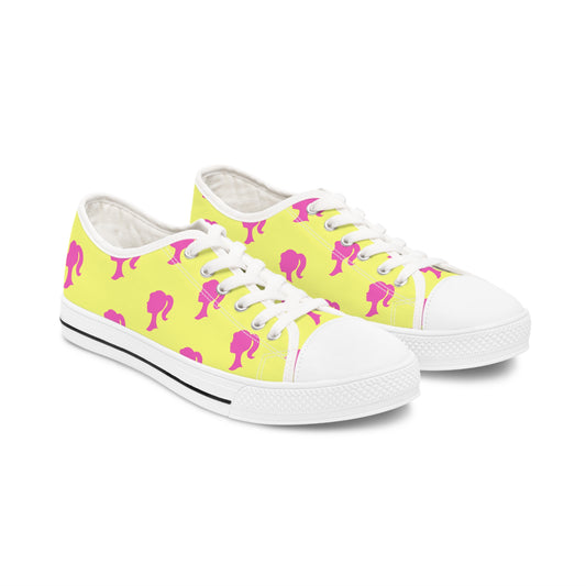 Tropical Barbie Inspired Doll Pink and Yellow Women's Low Top Sneakers