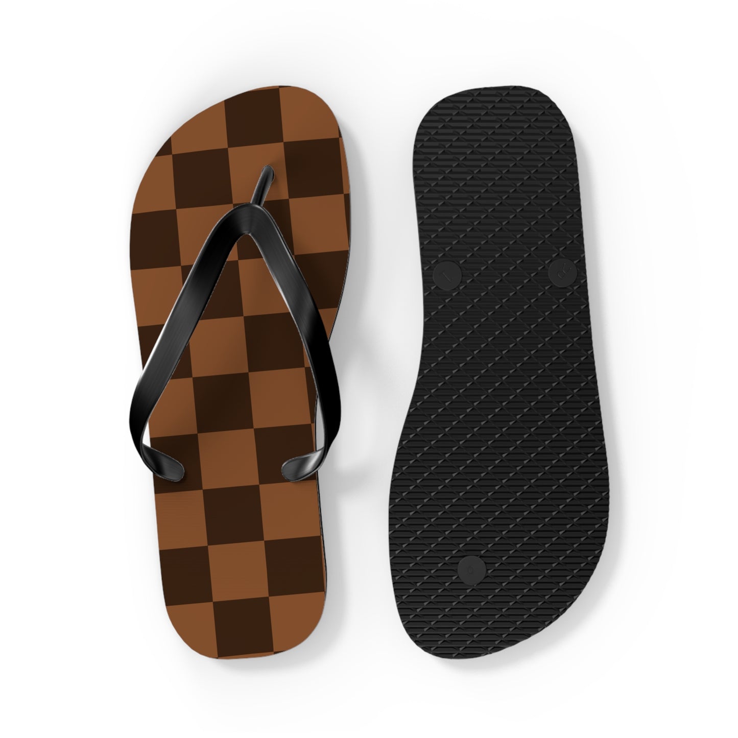 Brown Checkerboard Women's Flip Flops