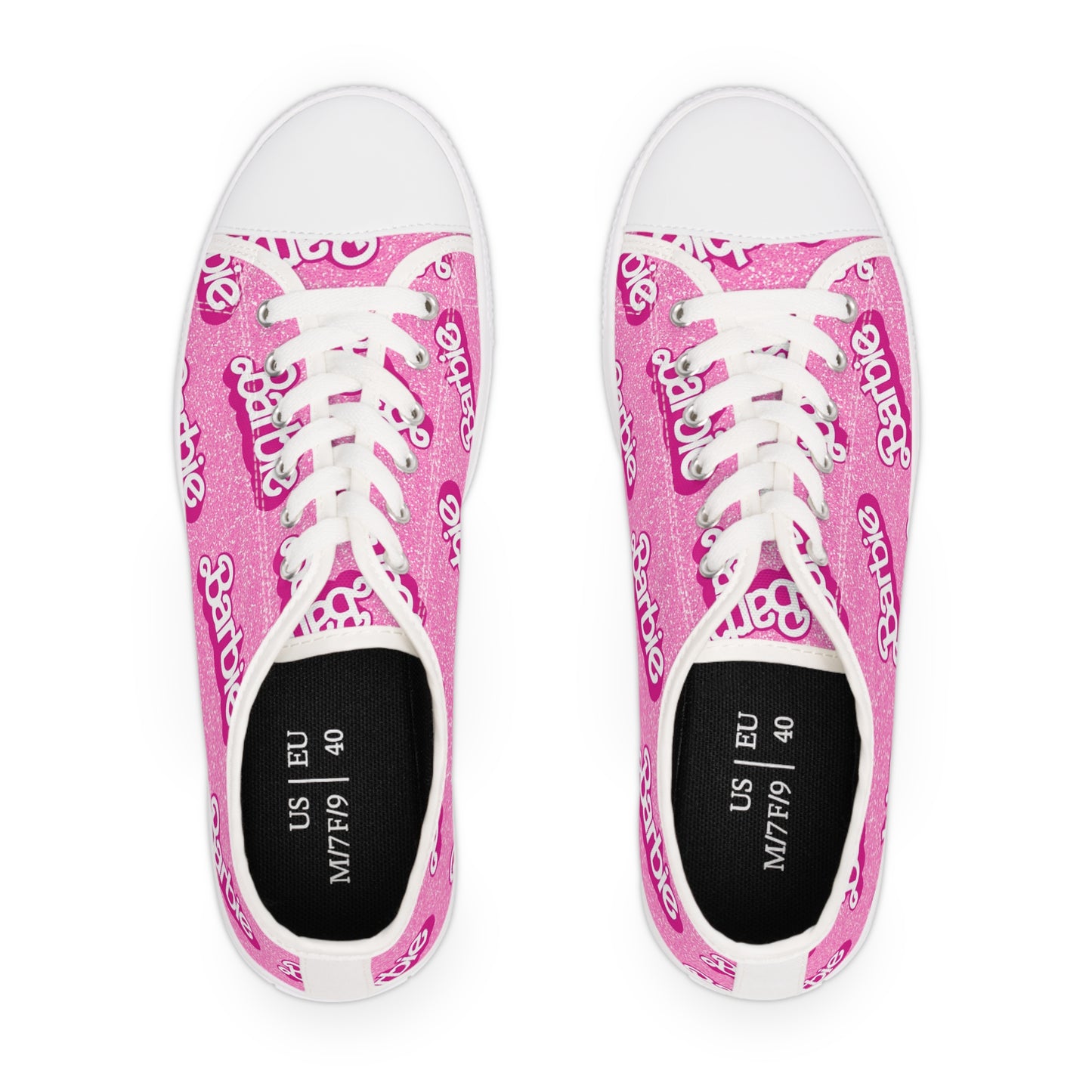 Pink Barbie Inspired Sparkly Women's Low Top Sneakers