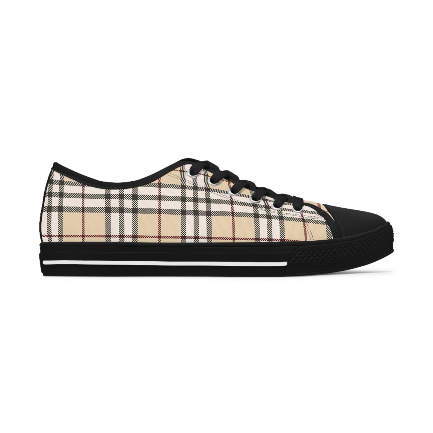 Tan Tartan Women's Low Top Sneakers