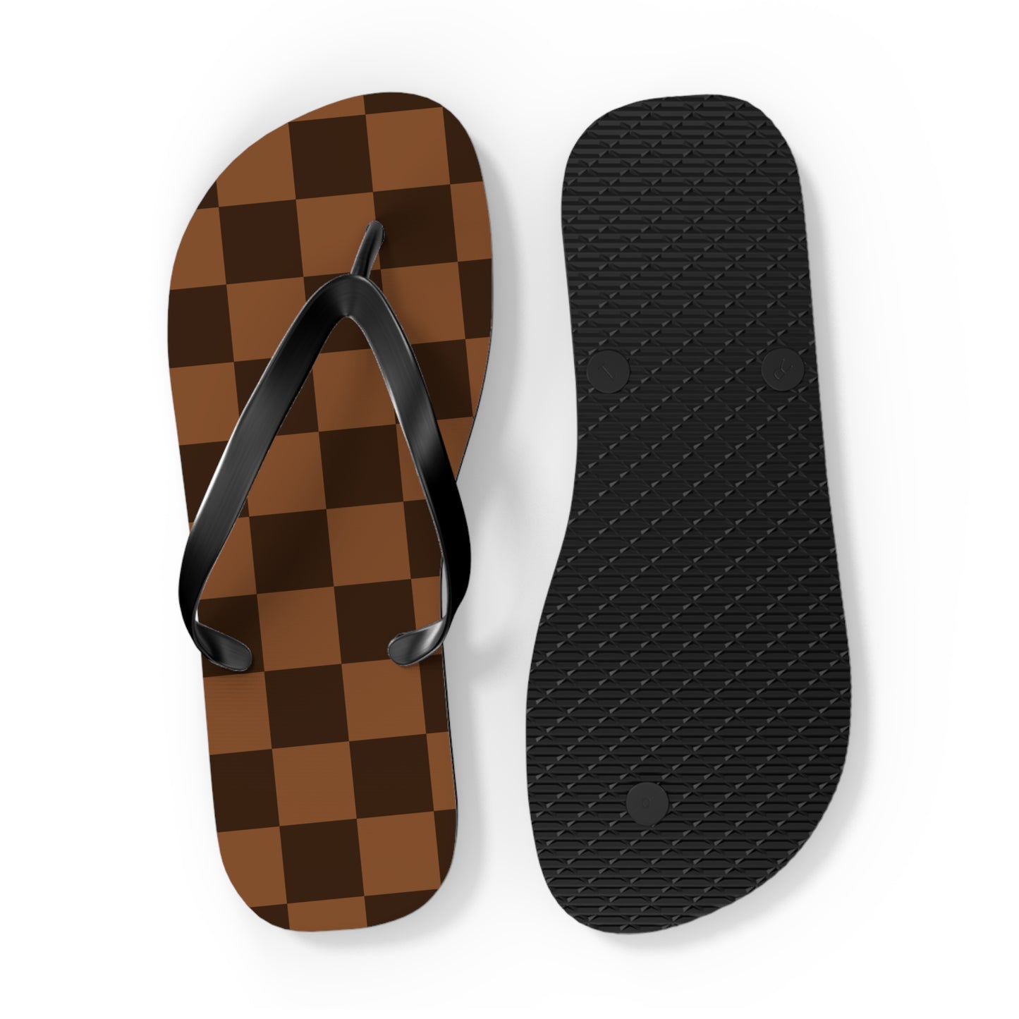 Brown Checkerboard Women's Flip Flops