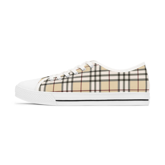 Tan Tartan Women's Low Top Sneakers