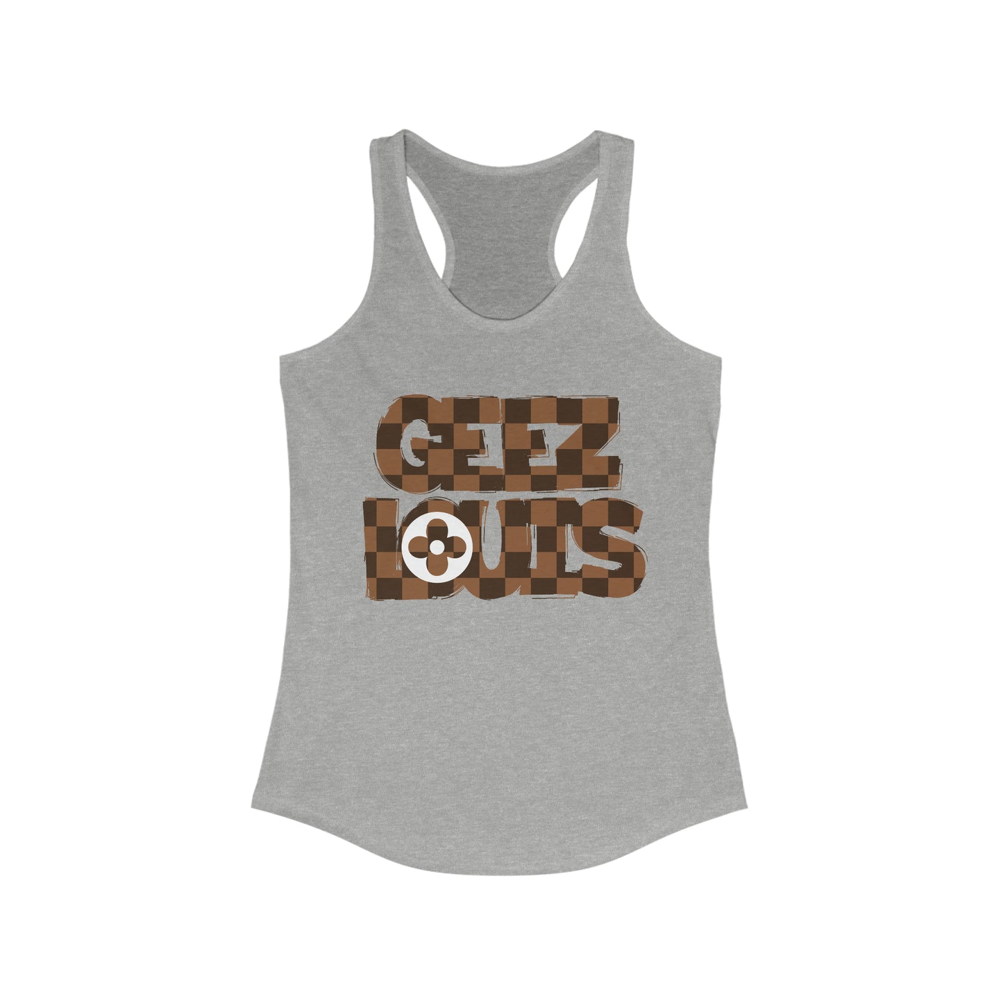 Geez Louis Brown Checkerboard Women's Racerback Tank