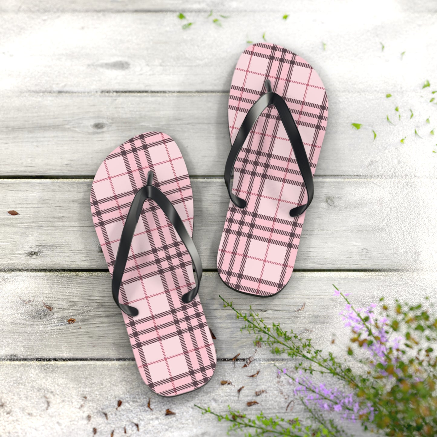 Pink Tartan Women's Flip Flops