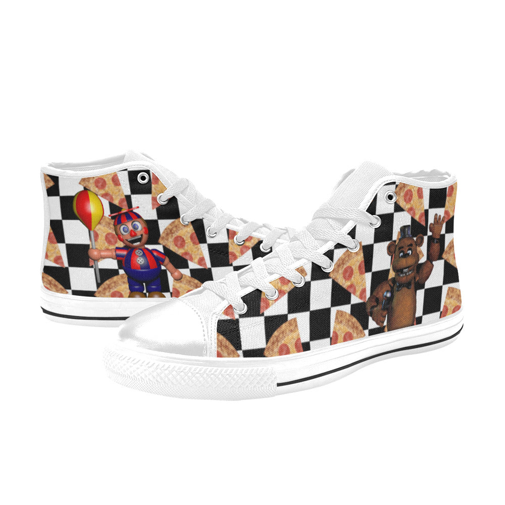 Five Nights Of Freddy Inspired Pizza Kid's High Top Sneakers