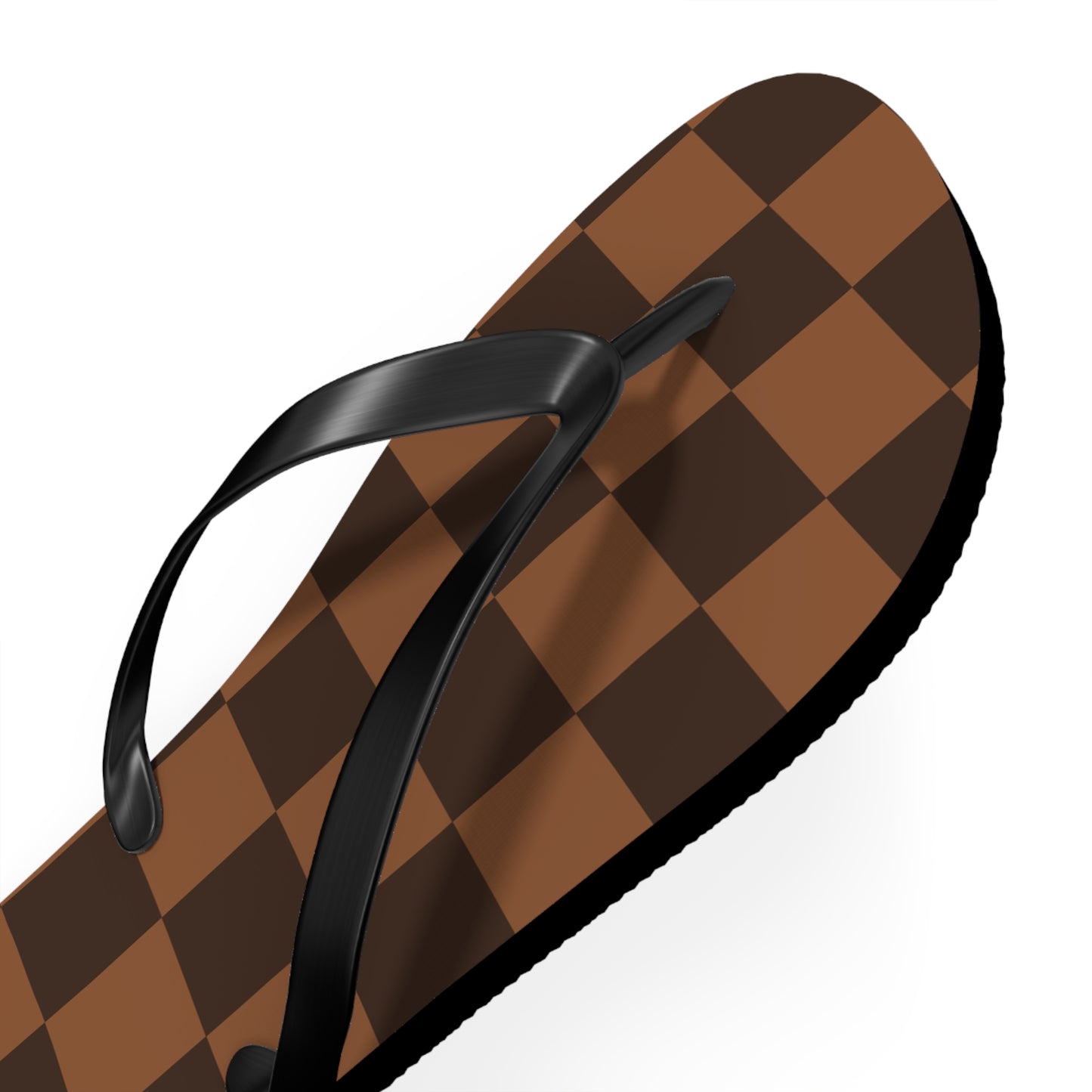 Brown Checkerboard Women's Flip Flops