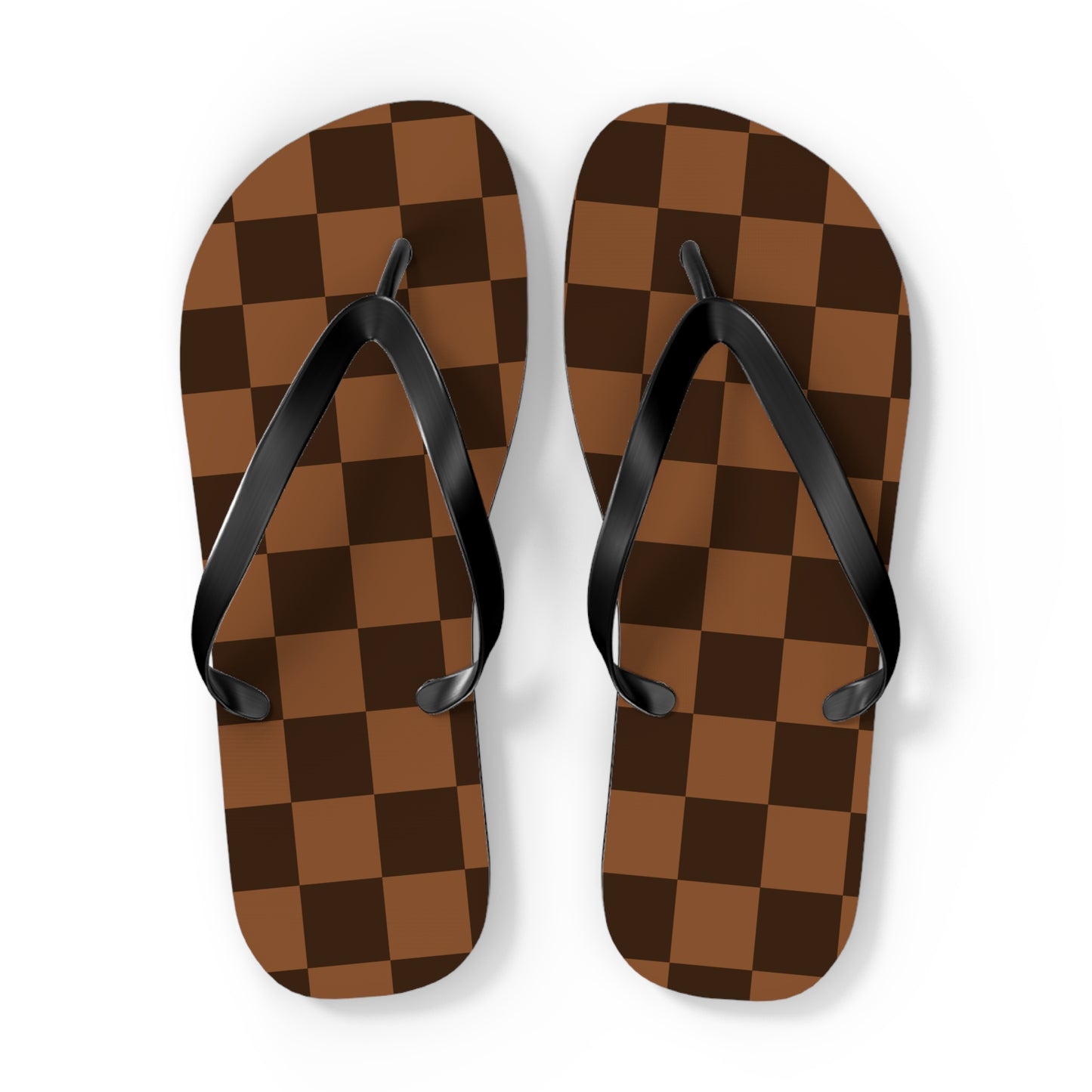 Brown Checkerboard Women's Flip Flops