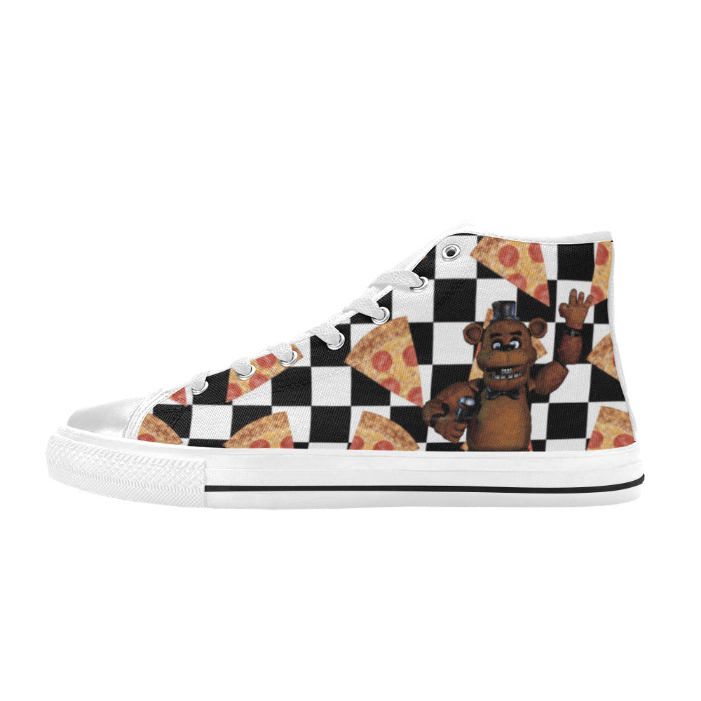 Five Nights Of Freddy Inspired Pizza Kid's High Top Sneakers