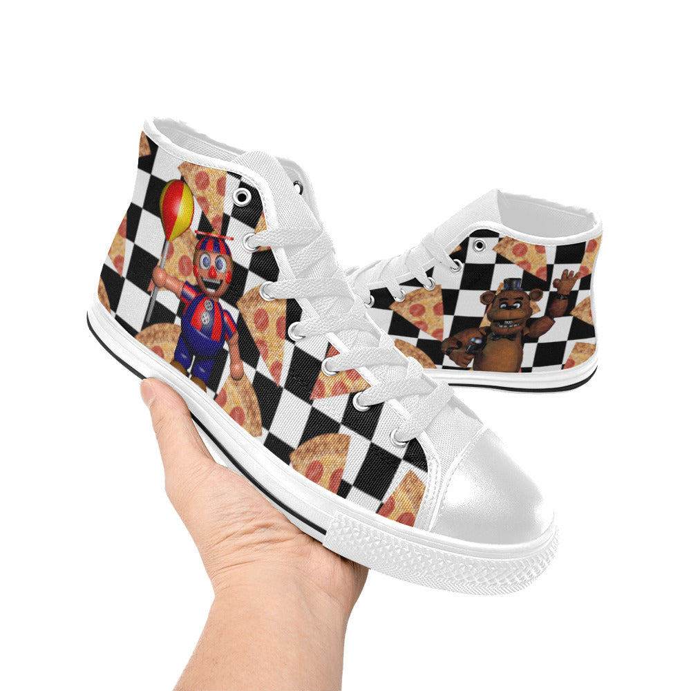 Five Nights Of Freddy Inspired Pizza Kid's High Top Sneakers