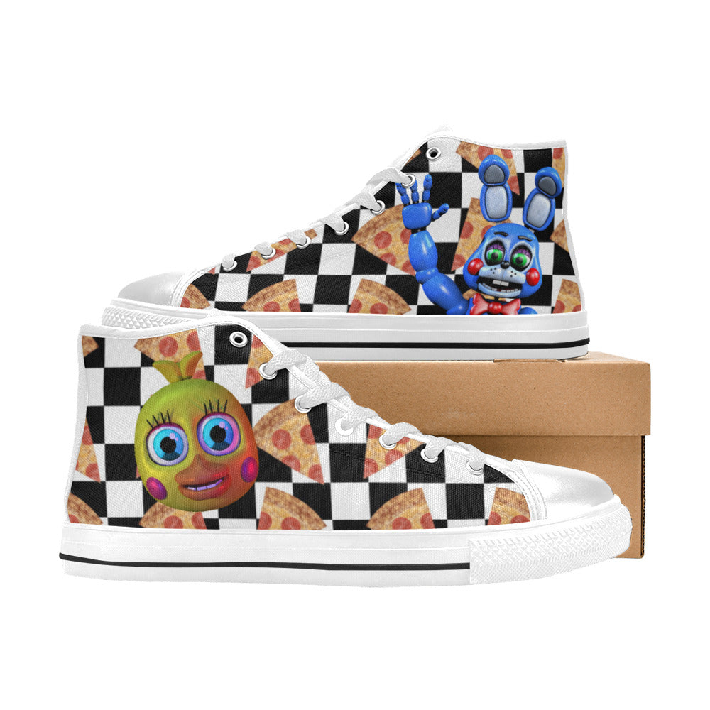 Five Nights Of Freddy Inspired Pizza Kid's High Top Sneakers