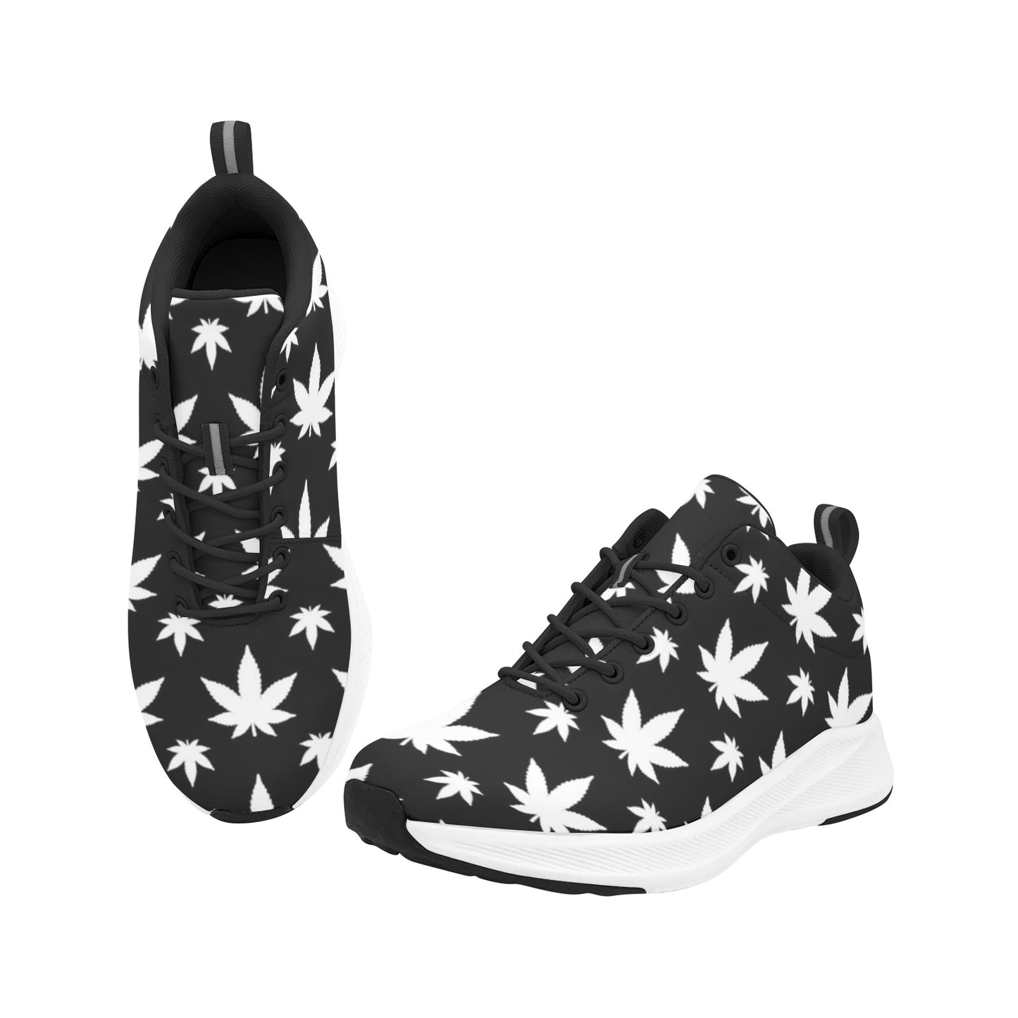 420 Delight - Black and White Marijuana Leaf Women's Alpha Running Shoes