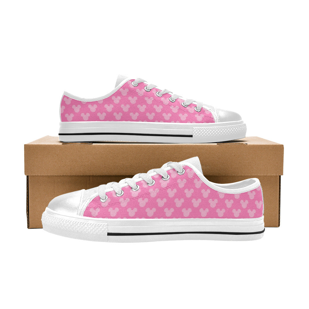 Pink Girly Mouse Head Canvas Kid's Sneakers (Big Kid)