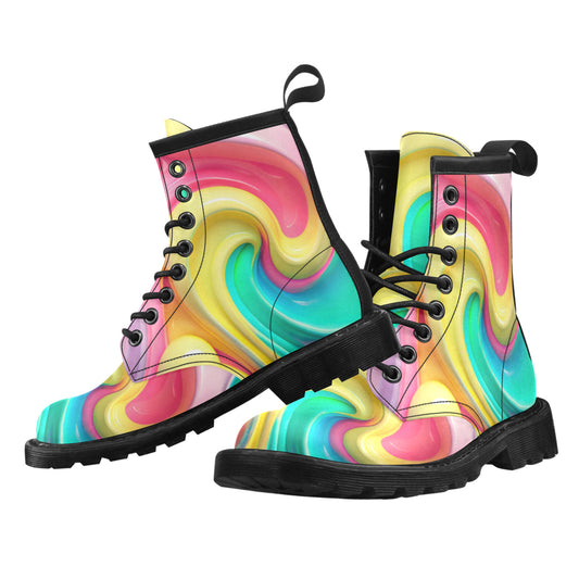 Paint Drip Women's PU Leather Martens Boots